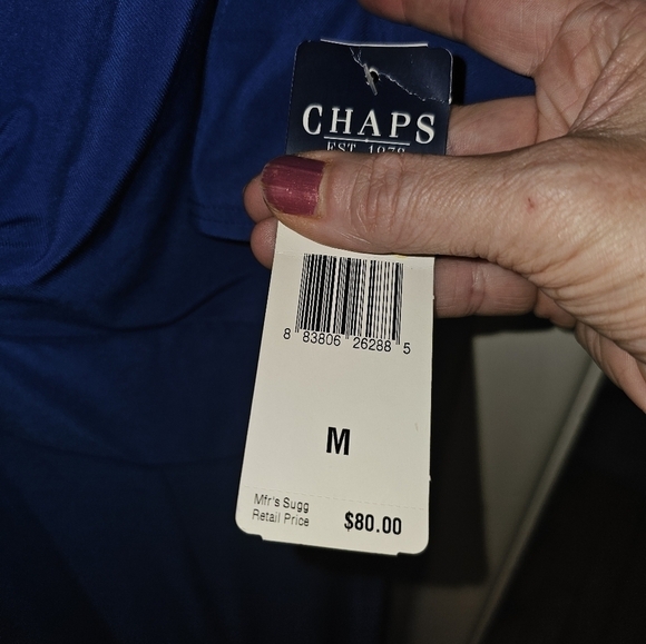 Chaps Woman’s Blue Faux Criss Cross Wrap Front Dress Size M NEW With Tags - Picture 3 of 4